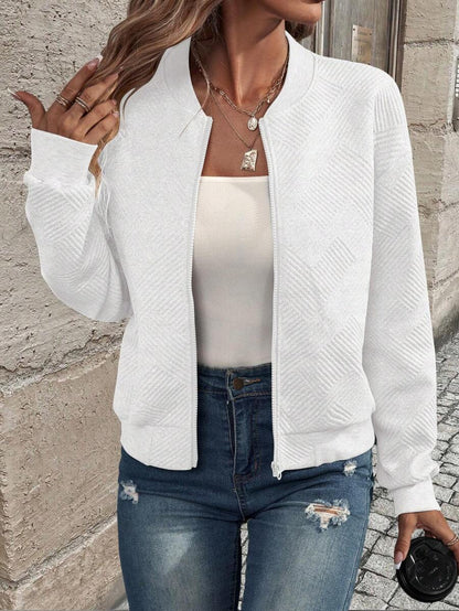 Brooklyn Textured Bomber-Style Knit Jacket