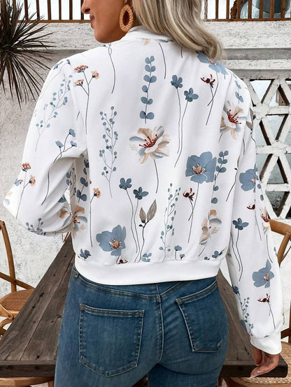 Bella Floral Bomber-Style Knit Jacket