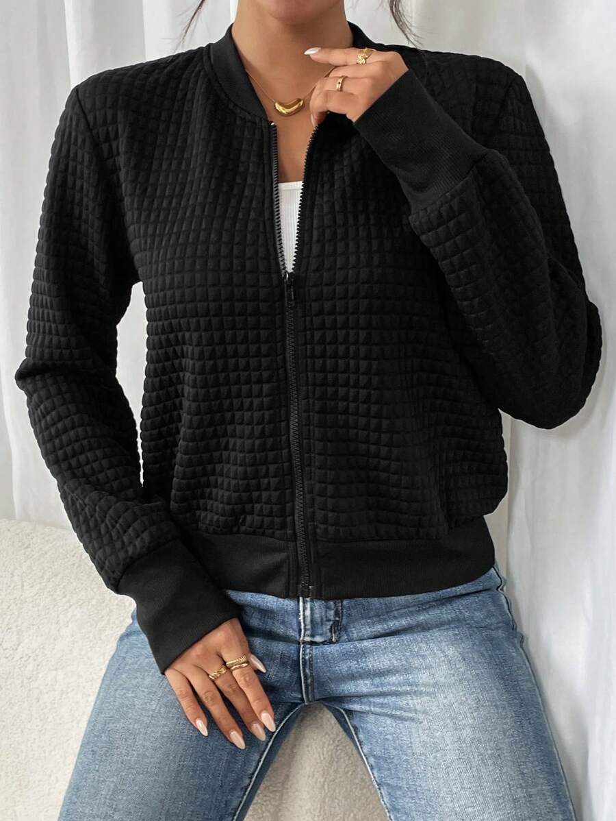 Luna Quilted Textured Bomber Jacket