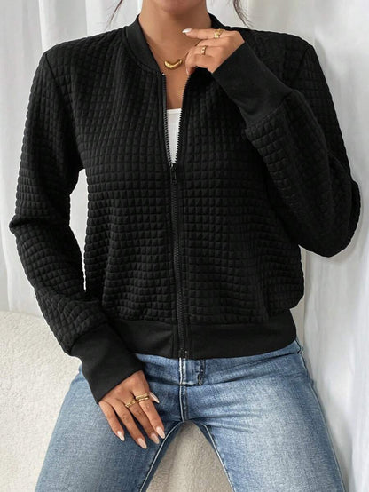 Luna Quilted Textured Bomber Jacket