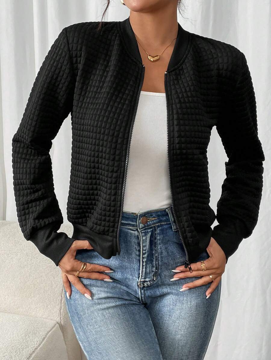 Luna Quilted Textured Bomber Jacket