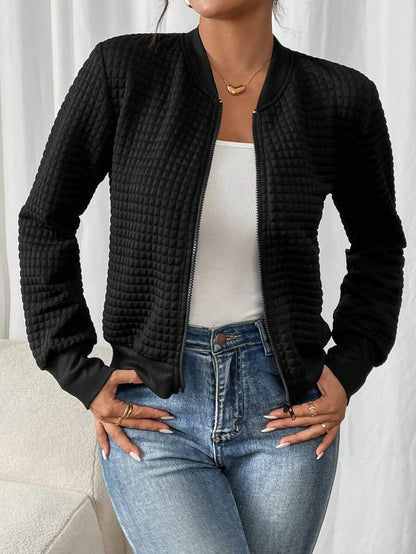 Luna Quilted Textured Bomber Jacket