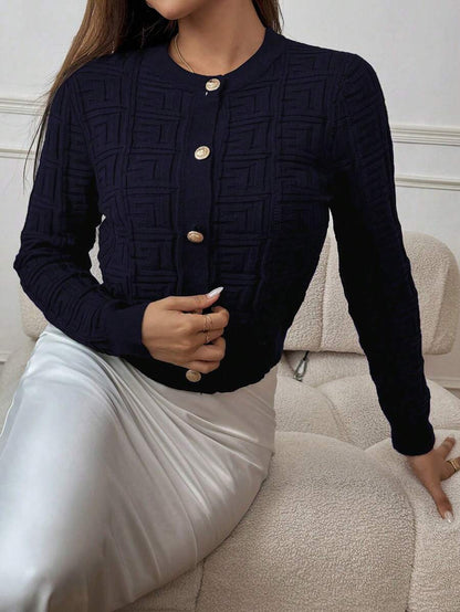 Avery Junior Knit Full-Zip High-Neck Sweater