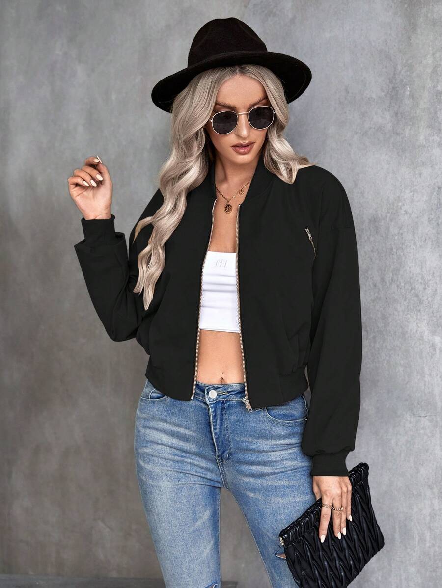 Ellie Cropped Utility Bomber Jacket
