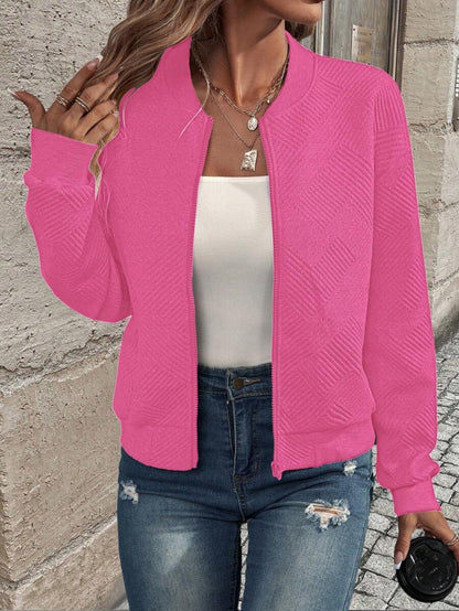 Brooklyn Textured Bomber-Style Knit Jacket