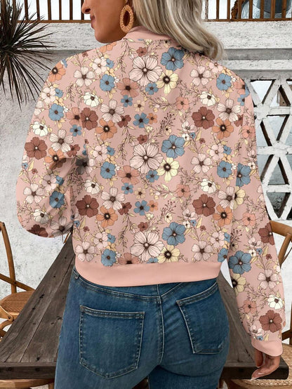Bella Floral Bomber-Style Knit Jacket