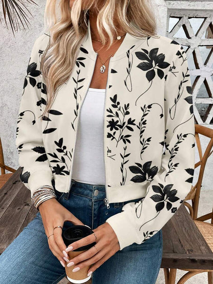 Bella Floral Bomber-Style Knit Jacket