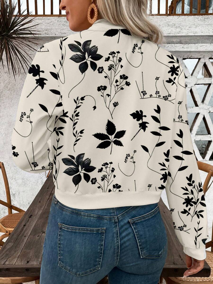 Bella Floral Bomber-Style Knit Jacket