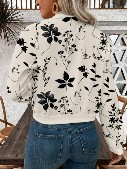 Bella Floral Bomber-Style Knit Jacket