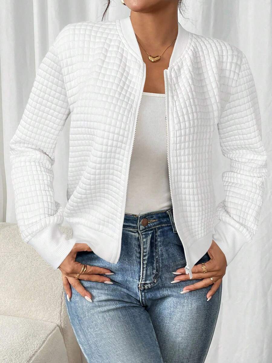 Luna Quilted Textured Bomber Jacket