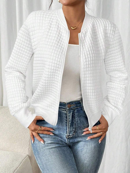 Luna Quilted Textured Bomber Jacket