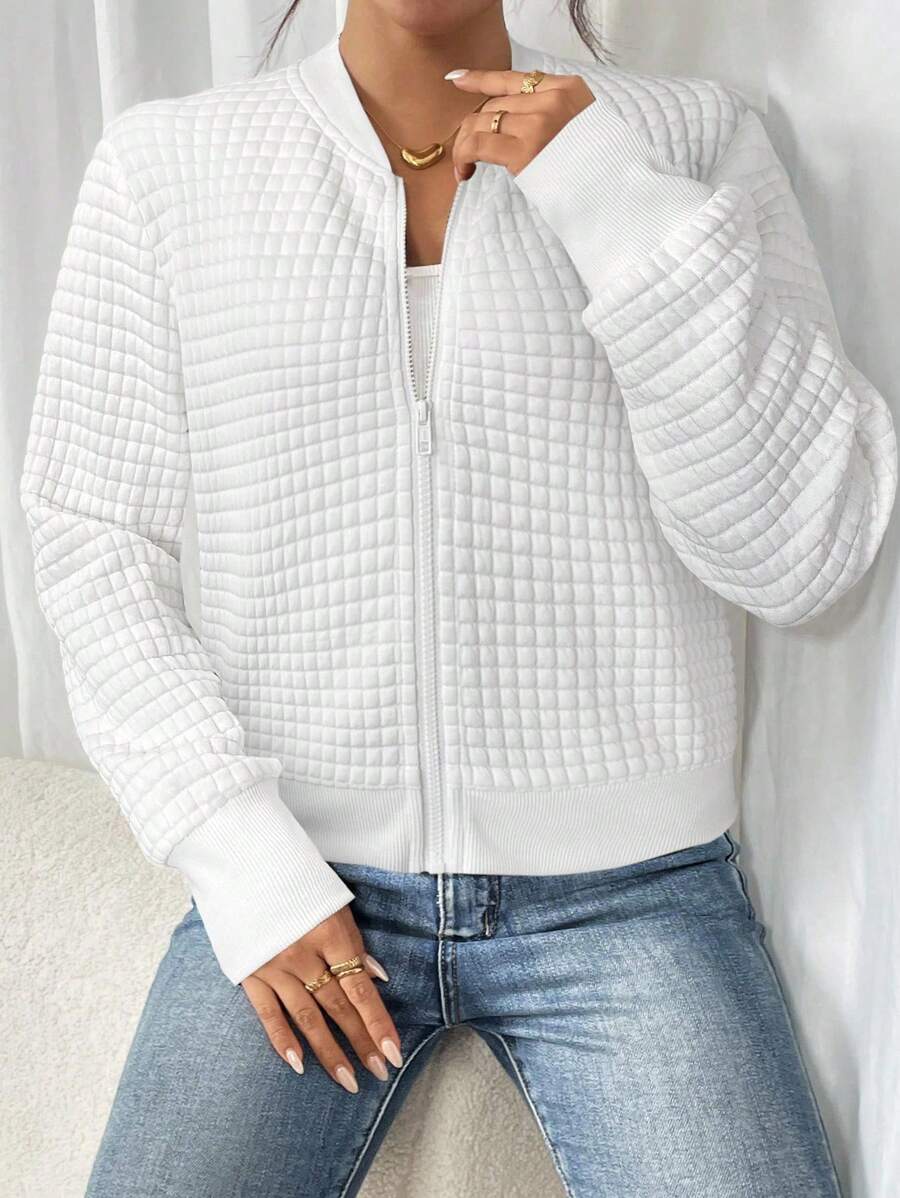 Luna Quilted Textured Bomber Jacket