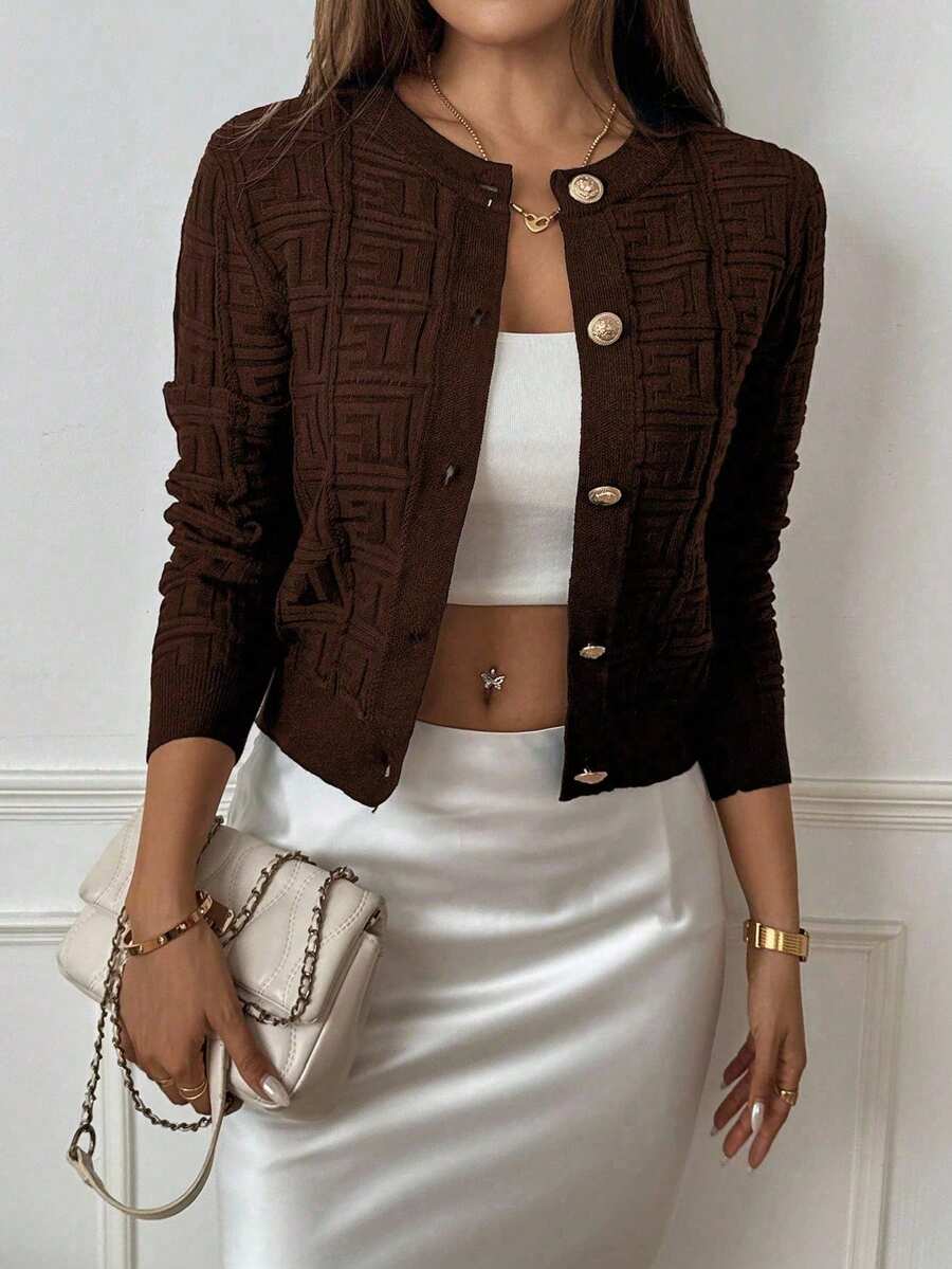 Avery Junior Knit Full-Zip High-Neck Sweater