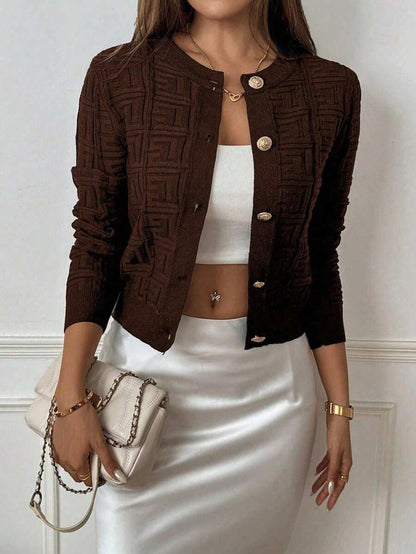 Avery Junior Knit Full-Zip High-Neck Sweater