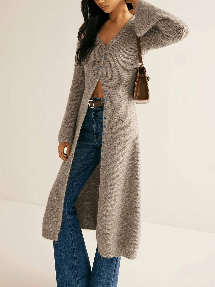 Sofia Longline V-Neck Knit Duster Cardigan