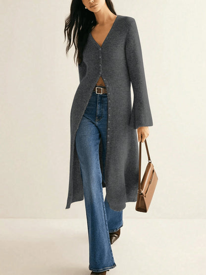 Sofia Longline V-Neck Knit Duster Cardigan
