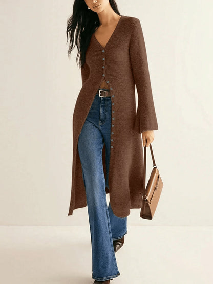 Sofia Longline V-Neck Knit Duster Cardigan