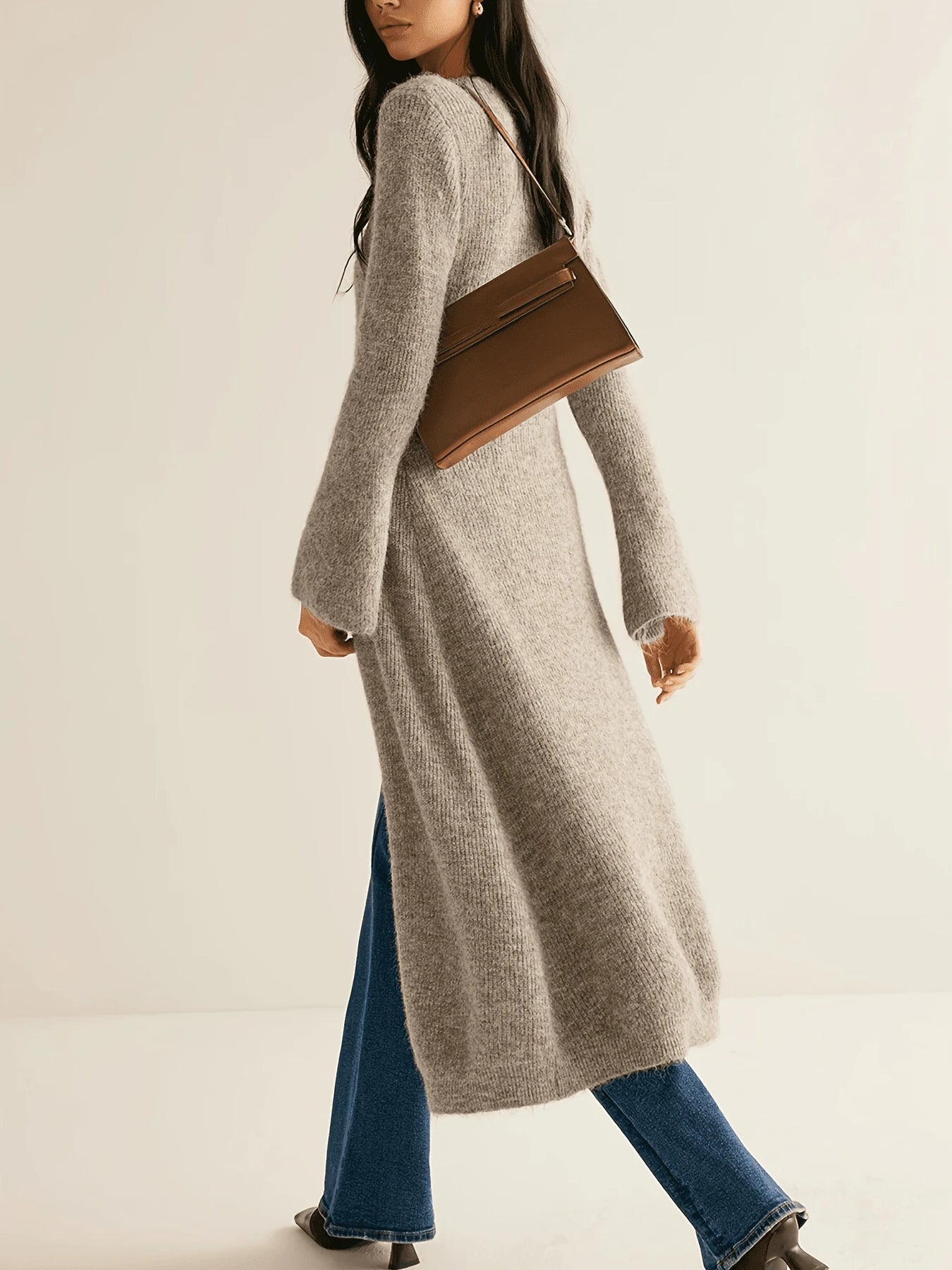 Sofia Longline V-Neck Knit Duster Cardigan
