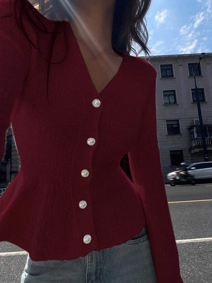 Scarlett Slim-Fit Full-Button Knit Cardigan