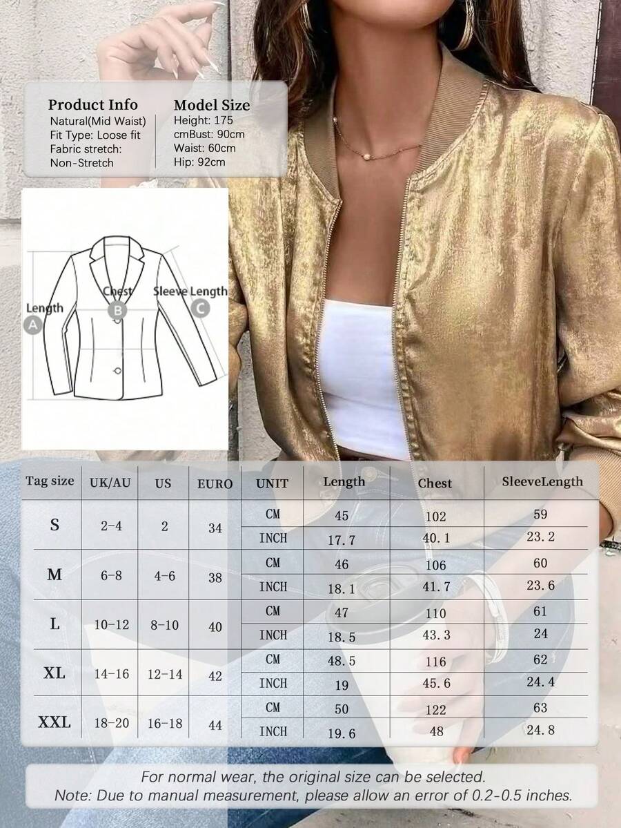 Leah Metallic Bomber-Style Zip Jacket