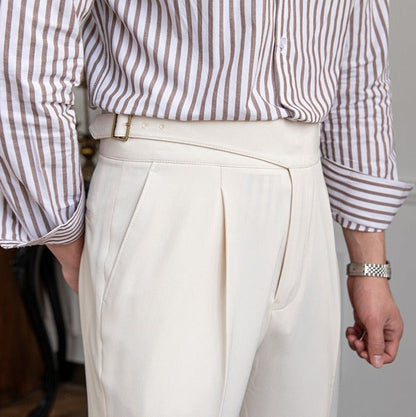 Monza Gurkha Straight Leg Pleated Trousers