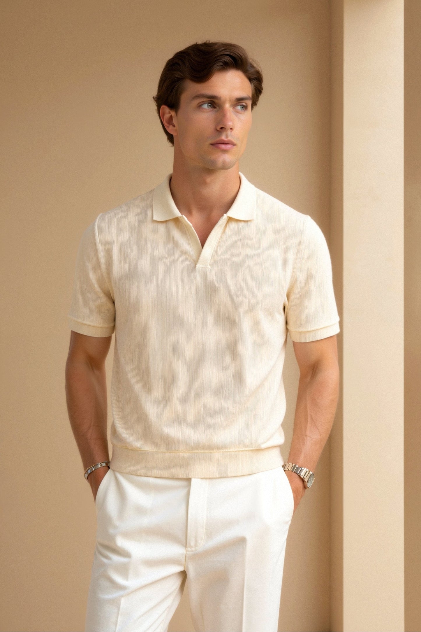 Wool Structure Polo T-Shirt