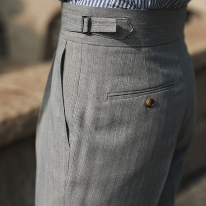 Massismo Pinstripe Pleated Trousers