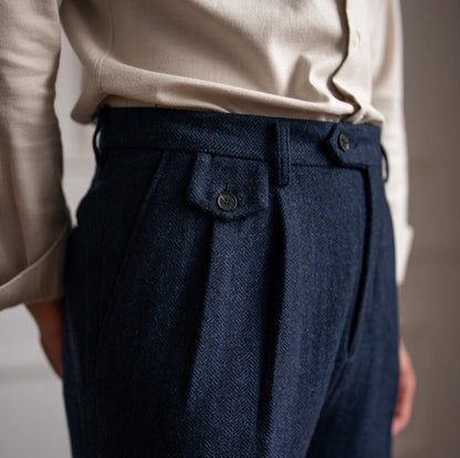 Winchester Herringbone Wool Blend Suit Trousers