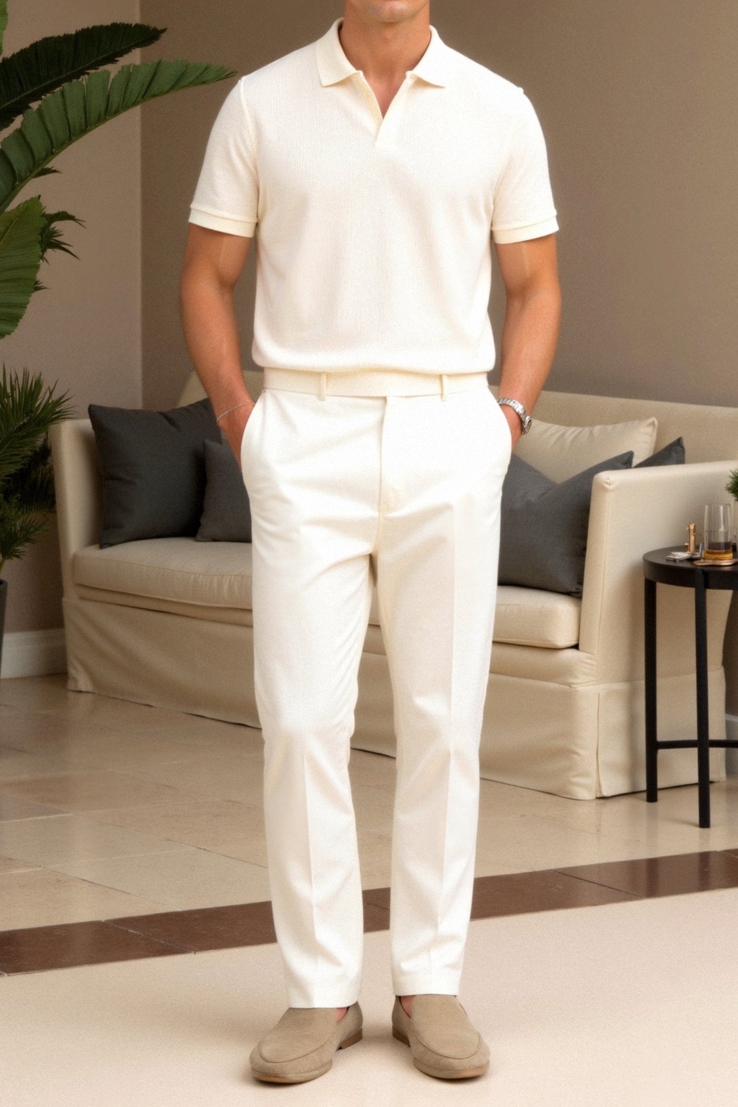 Wool Structure Polo T-Shirt