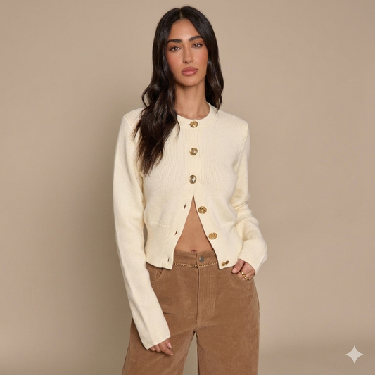Aria Slim-Fit Full-Button Knit Cardigan