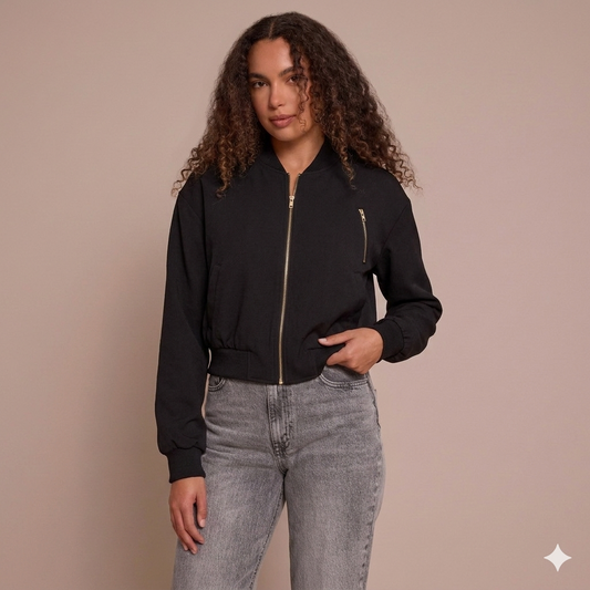 Ellie Cropped Utility Bomber Jacket