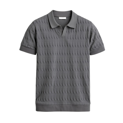 Premium V-Neck Cable Knit Polo