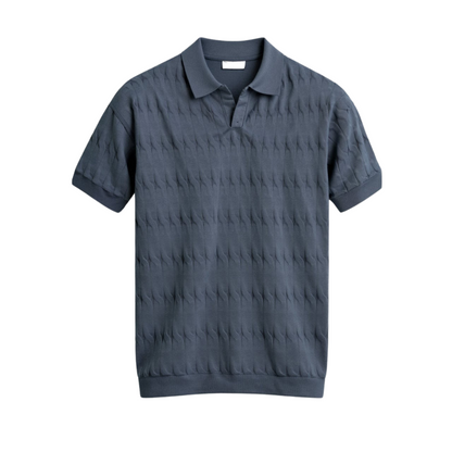 Premium V-Neck Cable Knit Polo