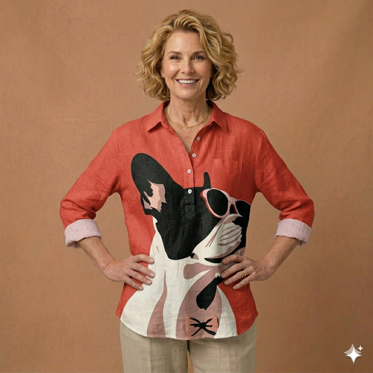 Genesis Graphic Non-Woven Half-Placket Blouse