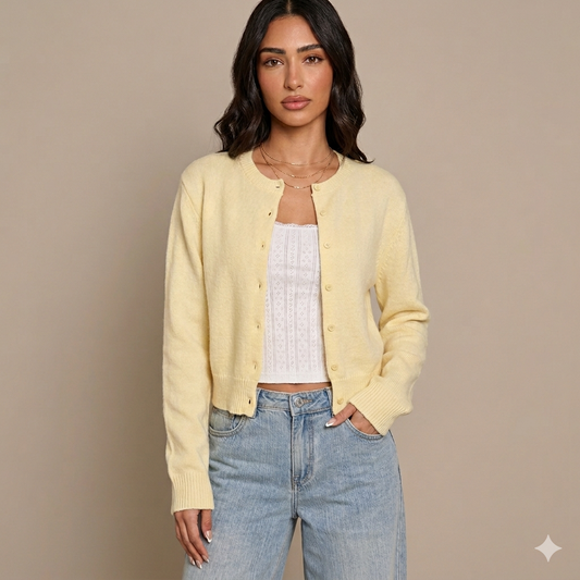 Amelia Fine Knit Button-Front Cardigan