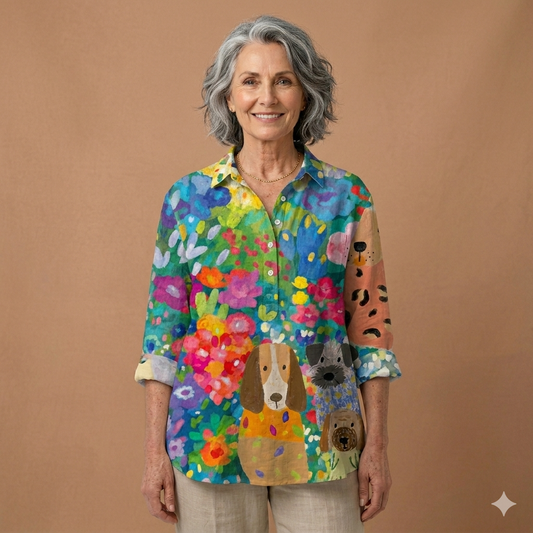 Caroline Abstract Artistic Broadcloth Blouse