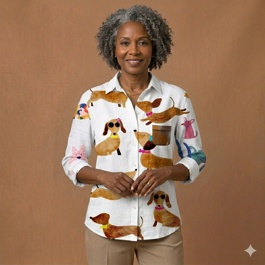 Ariana Tatting Detail Broadcloth Button-Down Blouse