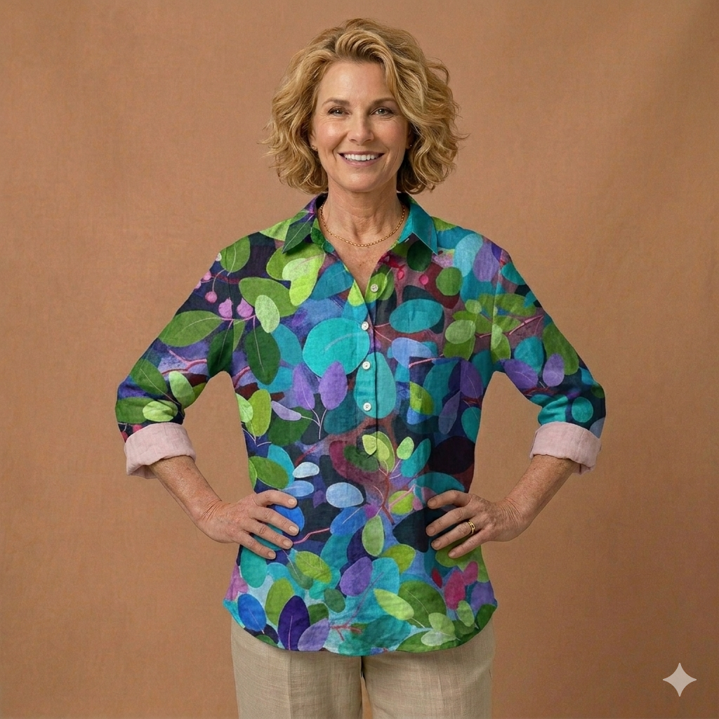 Maya Vintage-Inspired Cotton Linen Blouse