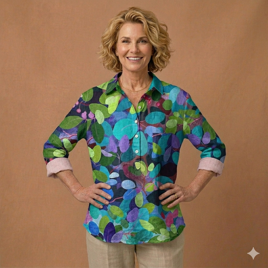 Maya Vintage-Inspired Cotton Linen Blouse