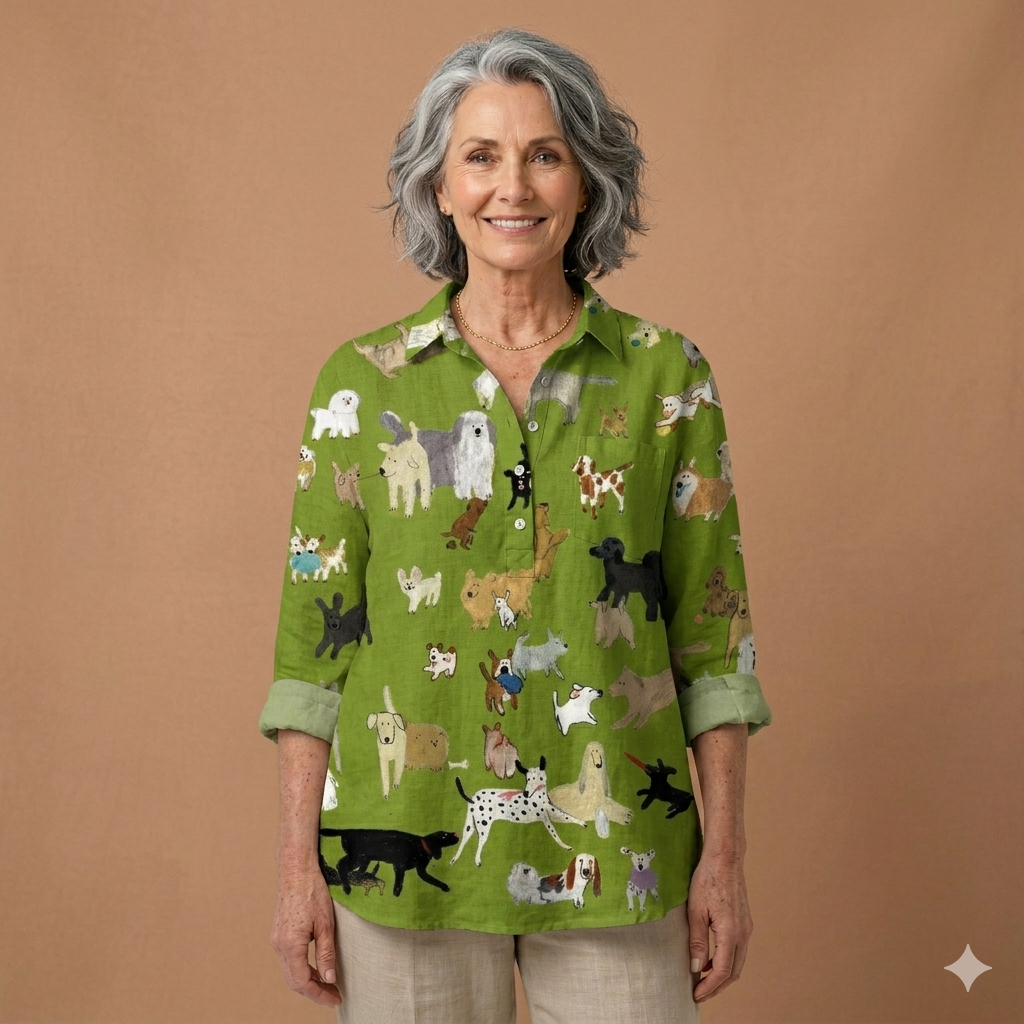 Anna Illustrative Non-Woven Relaxed Blouse