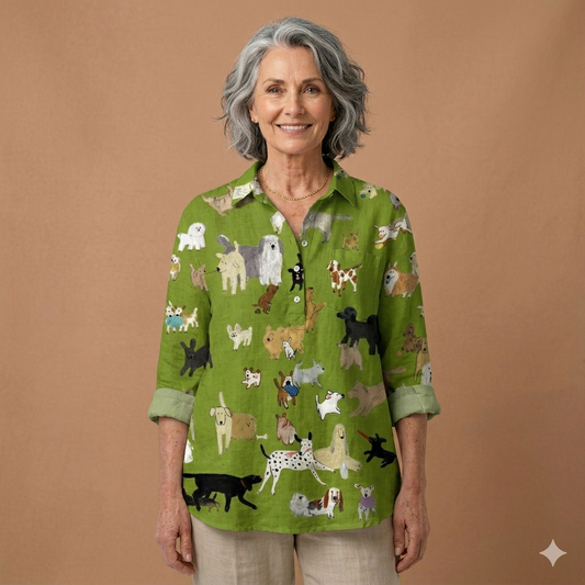 Anna Illustrative Non-Woven Relaxed Blouse