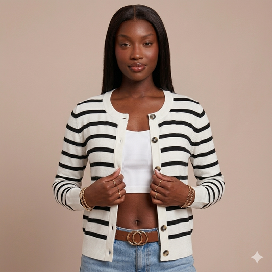 Hannah Classic Button-Front Medium Weight Cardigan