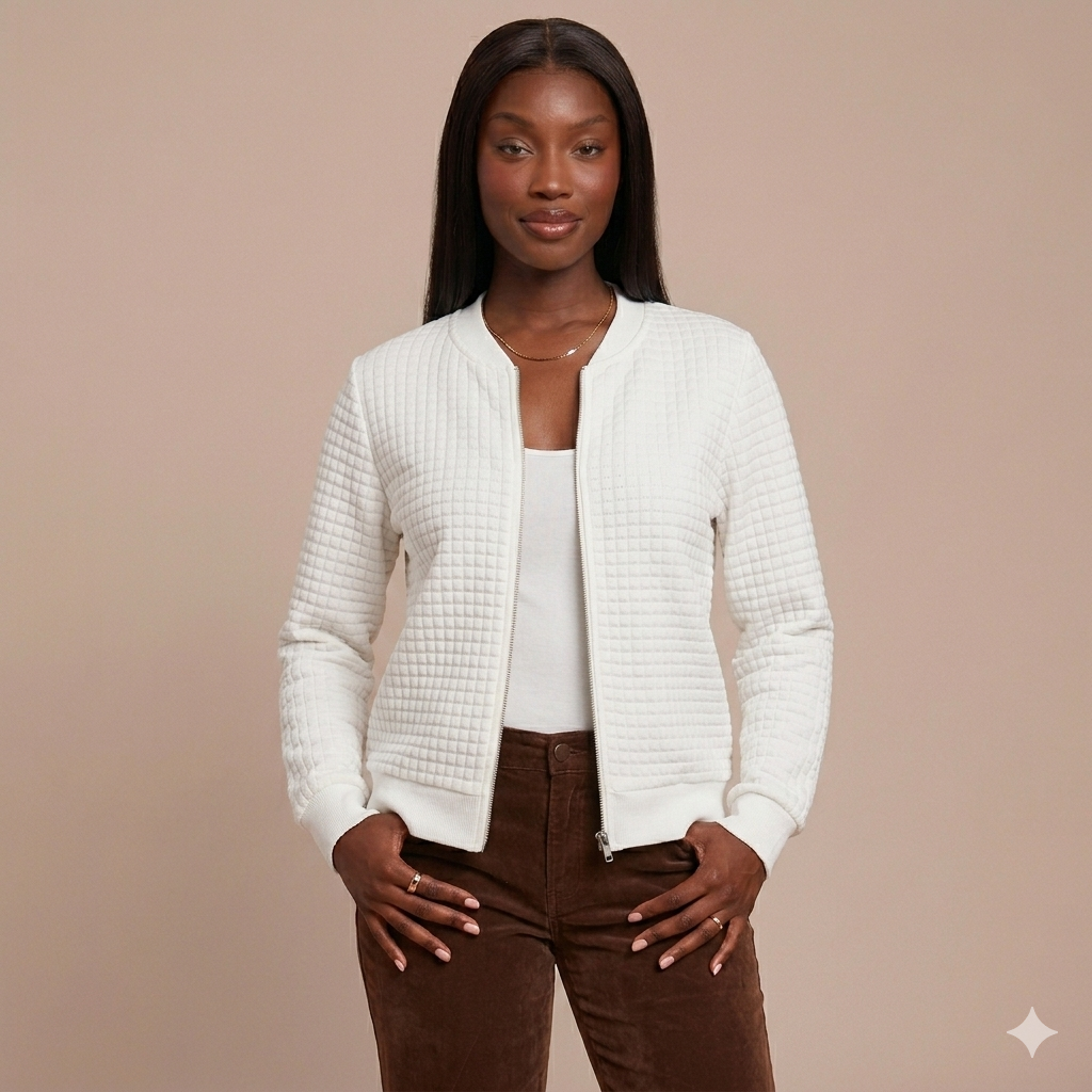 Luna Quilted Textured Bomber Jacket