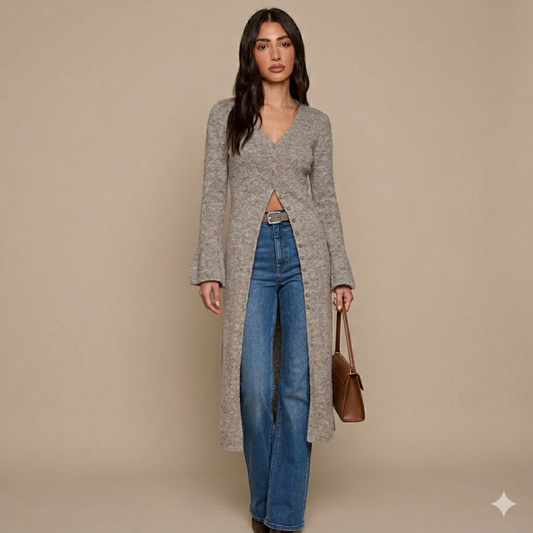 Sofia Longline V-Neck Knit Duster Cardigan