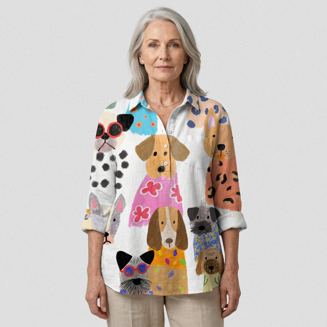 Paisley Artistic Illustrated Canine Broadcloth Shirt